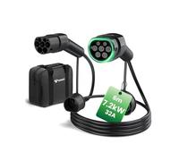 GONEO Cable Type 2 7,2kW Mod 3 Cable de Recharge Voiture Electrique | 6 Mètres, 32A, Monophasée, TÜV et CE, Ignifuge UL94 V-0, avec sac de transport, compatible avec la plupart des Type 2