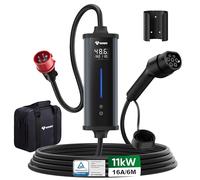 GONEO Chargeur Voiture Electrique 11kW Triphasé 6A-16A, 6m Câble Type 2 CEE, Détection de Fuite AC 30m DC 6mA, Surveillance Température, Programmation & Réglage de Courant, Compatible VE/PHEV