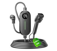 GONEO Chargeur Voiture Électrique Type 2 Schuko 3,68kW 16A (6-16A Réglable), Câble 10m Monophasé 230V, Borne de Recharge Portable avec Écran LCD, Minuterie & IP66, pour ID.3 ID.4 Zoe Model 3 Q3 X3