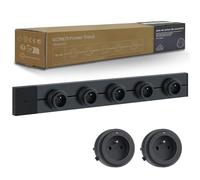 GONEO Multiprise Murale Extensible, Multiprise Rail et Prise Rail Électrique, Bloc Prise Cuisine Salon Lieu de Travail, 75cm Rail avec 5 Adaptateurs avec Interrupteur Individuel, (Jusqu' à 8)