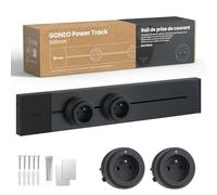 GONEO Rail électrique 50cm modulaire, remplace Prise Murale, 2 adaptateurs 2P+T certifiés S. Extensible jusqu'à 5 unités, Module USB Vendu séparément, 16A 3680W, Cuisine, Salon et Espace de Travail