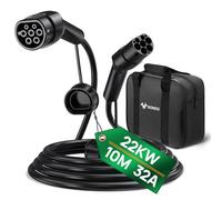 GONEO Type 2 Câble de Recharge Voiture Électrique 22kW/10M/32A/Triphasé/Mode 3 Câble de Charge pour EV/PHEV Rapide Charge Véhicule Électrique Hybride avec Sac de Transport