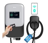 GONEO Wallbox 22kW 8A-32A Borne de Recharge Triphasée OCPP avec Câble de Charge Type 2 de 5m pour EV/PHEV Ev Chargeur avec Carte RFID IP65 IK10 Protégé écran TFT Contrôle par Wi-FI Bluetooth Ethernet
