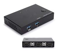 Gonetre Commutateur KVM avec 2 entrées et 1 sortie, dispositif de partage | Boîtier en métal, sortie 4K 30Hz, Plug and Play pour l'utilisation commune du clavier de la souris, prend en charge 2 hôtes