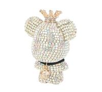 Gonetre Désodorisant de voiture en forme d'ours en strass avec tablette parfumée - Design élégant et amusant pour intérieur de voiture, maison, bureau - Alliage cristal blanc, rose, noir - 58 x 75 mm
