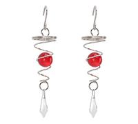 Gonetre Gazing Ball Spiral Tail Wind Spinner Stabilising Spiner en Acier Inoxydable Citrins de Vent pour Le Jardin Extérieur K9 Crystal Ornement Extérieur 2pcs (Rouge)