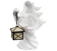 Gonetre Halloween Ghost Statue Tenant la Statue Fantôme de la Résine de la Lanterne pour la Décoration de Fête D'Halloween Statue de Jardin Extérieur Nocturne Light Halloween Decor (Blanc)