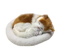 Gonetre Jouet de Chat de Sommeil Réaliste Poupée Animale en Peluche en Peluche avec Simulation Respirante Softly Life Live Likey Companion for Kids Home Decor Artificial Wool (Chat Tabby Jaune)