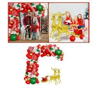 Gonetre Kit d'arche de ballons de Noël métallisés dorés, verts, rouges, blancs pour décorations de fête du Nouvel An, ballons renne de Noël pour les fêtes de fin d'année