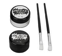 Gonetre Kit de peinture faciale de 2 paquets avec brosse, peinture professionnelle hautement pigmentée en noir pour fêtes, cosplay, cosplay, Halloween, maquillage