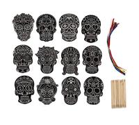 Gonetre Papier à Gratter Tête de Mort coloré, Bricolage Artisanal, Revêtement Mat, Masques à Gratter D'Halloween, Jeu de Rôle, activité Artistique Créative pour Fêtes D'enfants, Projets