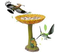 Gonetre Resin Animal Bird Bath Statue Statue Bird Feeder Ornement Mignon Reniste Reniste Fox Design for Garden Home Decoration Outdoor Lawn Patio Decor 14x14x20cm 460G (A)