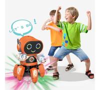Gonetre Robot Jouet Six Griffes en Plastique Intelligent Danse Chantant Lumière Robot électrique Jouet pour Garçons Enfants Enfants (Orange)
