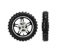 Gonetre Roue Arrière de Moto Tout-terrain, Pneu Haute Performance en Caoutchouc et Métal de 2,5 Pouces, avec Pignon à Disque et Roulement, Jante pour Mini-pit Bike