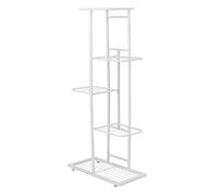 Gonetre Support de Fleurs en Métal Robuste à 5 Niveaux, Présentoir pour Plantes, pour Intérieur et Extérieur, Jardin, Balcon, Décoration, Pieds Réglables, Structure en Fer Durable (Blanc)