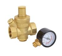 Gonetre Vanne de réducteur de pression DN15 1/2", régulateur de pression d'eau en laiton avec manomètre intégré et version piston pour protéger le chauffe-eau