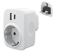 gonew21 Adaptateur Prise Anglaise - Prise Anglaise Adaptateur Francais avec 1 USB et 1 Type-C, Adaptateur Type G pour Irlande Royaumeuni Bretagne Écosse