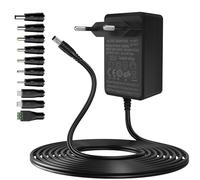 Gonew21 Adaptateur Secteur Alimentation 12V - Adaptateur AC/DC 2M Fil 10 Fiches, Universel Chargeur 12V 2A 24W Sortie, Entrée AC/DC Adapter 200-240V 50-60HZ, pour Bande LED, Routeurs et Autres(~2A)