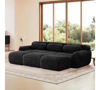 gonew21 Boneless Cloud Canapé noir, adapté aux animaux de compagnie et aux rayures, fonction sommeil, tissu peluche de qualité supérieure, dossier ergonomique et design modulaire, pour salon, bureau à