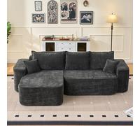 gonew21 Canapé d'angle en forme de L avec méridienne - Siège bas XXL - Canapé modulaire sans assemblage - Canapé nuage boneless en chenille - 262 cm - Noir