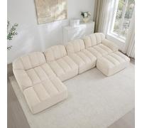 gonew21 Canapé modulaire en forme de U 4 places avec 2 ottomans - Canapé Boneless pour grand salon, assise profonde en mousse 32D, velours côtelé, paysage d'intérieur XXL avec fonction couchage