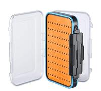 Gonex Boîtes à Mouches pour la Pêche à la Mouche, Double face, étanche, légère, Facile à prendre en Main, Couvercle Transparent, boîtes à Leurres de Pêche à la Mouche, 15 x 9,7 x 4,5 cm, Orange