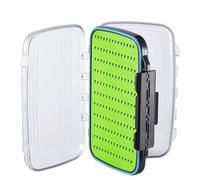 Gonex Boîtes à Mouches pour la Pêche à la Mouche, Double face, étanche, légère, Facile à prendre en Main, Couvercle Transparent, boîtes à Leurres de Pêche à la Mouche, 18,5 x 11,7 x 3,8 cm, Verte