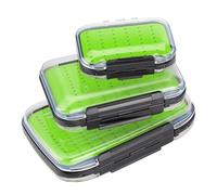 Gonex Boîtes à Mouches pour la Pêche à la Mouche, Double face, étanche, légère, Facile à prendre en Main, Couvercle Transparent, boîtes à Leurres de Pêche à la Mouche, Tailles A + B + C, Verte