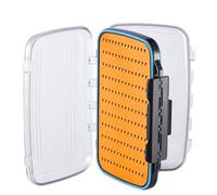 Gonex Boîtes à Mouches pour la Pêche à la Mouche, Double face, étanche, légère, Facile à prendre en Main, Couvercle Transparent, boîtes à Leurres de Pêche à la Mouche, 18,5 x 11,7 x 3,8 cm, Orange