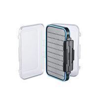 Gonex Boîtes à Mouches pour la Pêche à la Mouche, Double face, étanche, légère, Facile à prendre en Main, Couvercle Transparent, boîtes à Leurres de Pêche à la Mouche, 15 x 9,7 x 4,5 cm, Gris