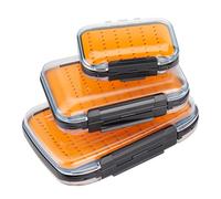 Gonex Boîtes à Mouches pour la Pêche à la Mouche, Double face, étanche, légère, Facile à prendre en Main, Couvercle Transparent, boîtes à Leurres de Pêche à la Mouche, Tailles A + B + C, Orange