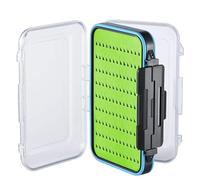 Gonex Boîtes à Mouches pour la Pêche à la Mouche, Double face, étanche, légère, Facile à prendre en Main, Couvercle Transparent, boîtes à Leurres de Pêche à la Mouche, 15 x 9,7 x 4,5 cm, Verte