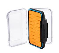 Gonex Boîtes à Mouches pour la Pêche à la Mouche, Double face, étanche, légère, Facile à prendre en Main, Couvercle Transparent, boîtes à Leurres de Pêche à la Mouche, 10,4 x 7,6 x 3 cm, Orange