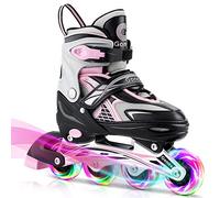 Gonex Roller Enfant Fille Garçon, Rollers Réglables à Roues Lumineuses | Pieds recommandés 28-37, Réglables, Cadre En Aluminium, Roulements ABEC-7, pour Enfants Ados, Patinage Intérieur/Extérieur