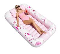 gonflable de bronzage - gonflable pour bronzer avec porte-gobelet et oreiller - Lit flottant pour bain de soleil | Pour adultes, couples, familles, vacances dans une station balnéaire, sur la plage, a