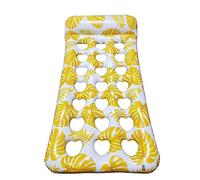 Gonflable Flotteurs Hamac d'eau Piscine avec Appui-Tête Radeau de lit de Chaise Flottante à air poreux pour Activités d'eau D'été en Plein Air 185 * 85CM (Yellow)