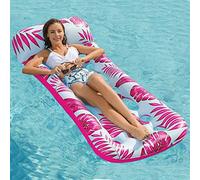 Gonflable Flotteurs Hamac d'eau Piscine avec Appui-Tête Radeau de lit de Chaise Flottante à air poreux pour Activités d'eau D'été en Plein Air 185 * 85CM (Pink)