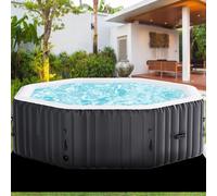 Gonflable Hot Tub 2-4 Personnes Ø 180 x 63.5 cm 2400W Baignoire Gonflable Tub avec Bouches d'air, Couvercle Isolé, Tapis Et Pompe De Chauffage Indoor Outdoor Spa Piscine Cercle (Noir, 195x195x63.5cm)