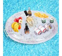 Gonflable Porte-Boissons Bar Flottant, Jus De Bière Plateau De Boissons Salade De Fruits Buffet Serveur Grande Capacité Pour Piscine D'été En Plein Air Plage Piscine Party Spa (Transparent)