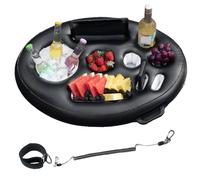 Gonflable Porte Gobelet Piscine, Bar Flottant Piscine 9 Trous avec Corde Traction, 2 en 1 Grand Plateau Piscine 75X50 Porte-Gobelet Flottant Portable pour Adultes Plateau Apero Piscine