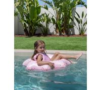Flamingueo Gonflable pour Enfants - Bouée - pour Plage et Piscine - Design Donut - PVC Résistant - Double Valve - Motif Floral Rose