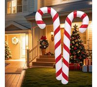 Gonflables de Noël 2 pièces 71 Pouces décorations de Canne à Sucre géantes en PVC étanches et sûrs Ballons Noël Mignons pour fête intérieure et extérieure, décors