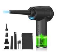 Gonfleur d'aspirateur 3 en 1 avec 3 vitesses réglables 50 000 tr/min rechargeable sans fil Moteur brossé 6 buses pour nettoyage de clavier PC Sacs de gonflage