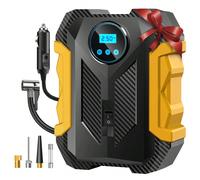 Gonfleur de pneu Carson, compresseur d'air portable, 12V-CC, 150 PSI haute puissance, affichage/jauge de pression des pneus numérique, arrêt automatique, avec lampe LED et adaptateurs de buse, convien