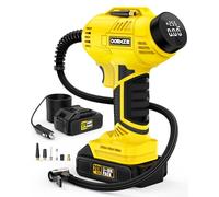 Gonfleur de pneu portable 150 PSI Pompe à air portable pour pneus de voiture avec batterie rechargeable 20 V, adaptateur d'alimentation de voiture 12 V, affichage numérique, balle, moto, pompe à vélo