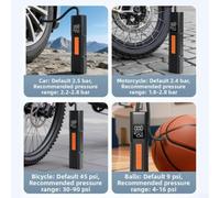 Gonfleur de pneu portable 80 W double cylindre à remplissage rapide | Pression préréglée automatique, démarrage à un bouton, liberté sans fil, alimentation 12 V, s'adapte à la plupart des
