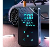Gonfleur de pneu rechargeable avec manomètre et lumières LED pour une utilisation nocturne sûre (sans fil)