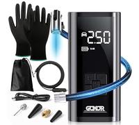 Gonfleur de Pneus Portatif Sans Fil, Kit Complet avec Gants, Batterie 6000mAh Compresseur à Air Portable SUV, Voiture, Vélo, Moto, Trottinette Electrique, Ballon, Gonflage Rapide, Facile D'utilisation