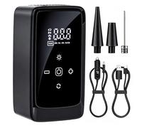 Gonfleur Électrique, Gonfleur Pneu 3-en-1, Compresseur d’Air Portable Rechargeable avec 3 Embouts et Lampe de Secours, pour Auto, Vélo, Moto et Ballon