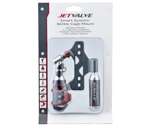 Gonfleur jetvalve avec support fixation porte bidon - livré avec 2 cartouches sur carte Weldtite 16g Argenté TU